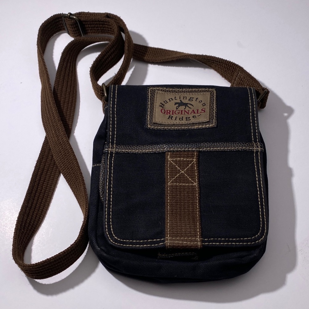 Huntington Originals Navy and Brown Shoulder Bag 100% Cotton